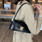 Women's Small Shoulder Bag with Short Strap and Clasp Detail