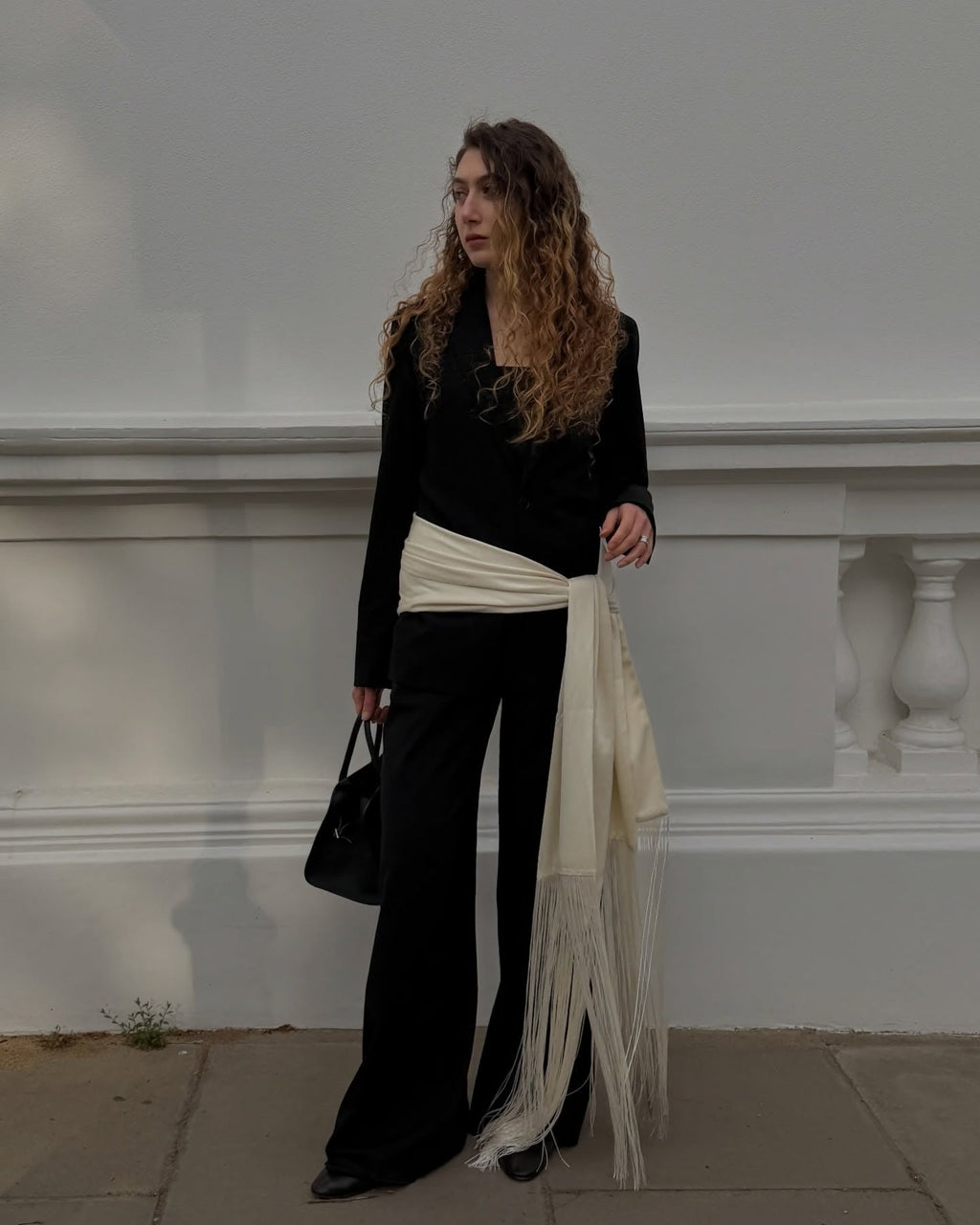 Fringe Tassel Satin Scarf Belt