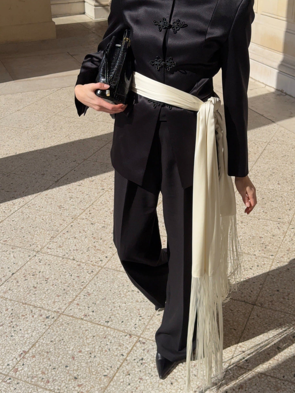 Fringe Tassel Satin Scarf Belt