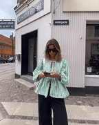 Striped Puff Sleeve Blouse – Women's Summer Blouse