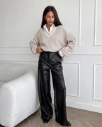 Wide Leg Leather Trousers – Women's Everyday Trousers