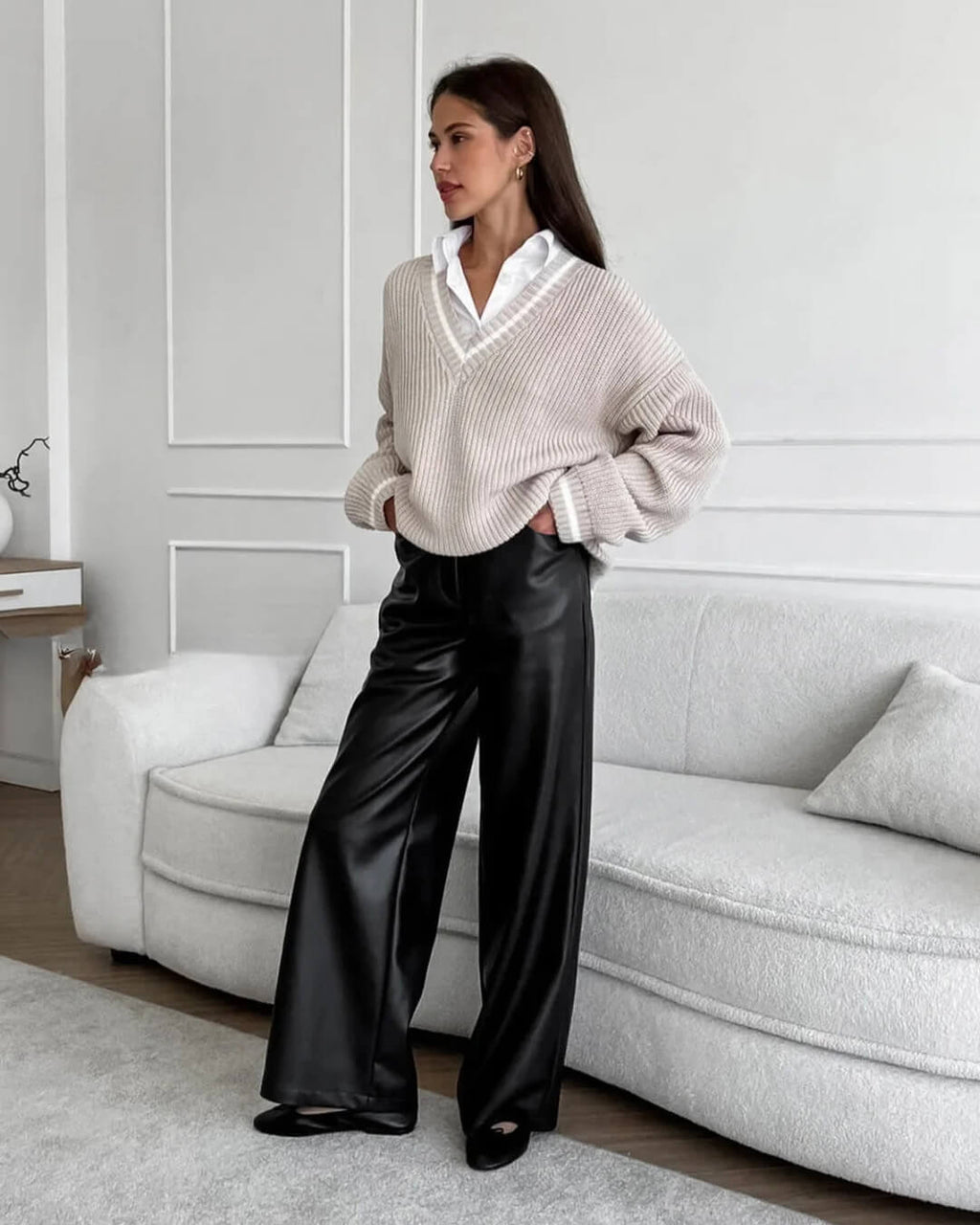 Wide Leg Leather Trousers – Women's Everyday Trousers
