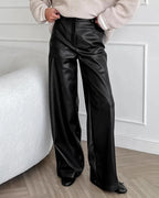 Wide Leg Leather Trousers – Women's Everyday Trousers