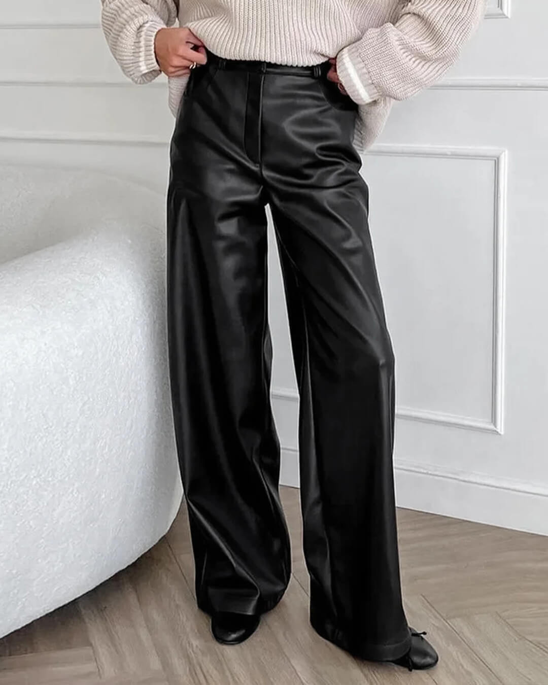 Wide Leg Leather Trousers – Women's Everyday Trousers