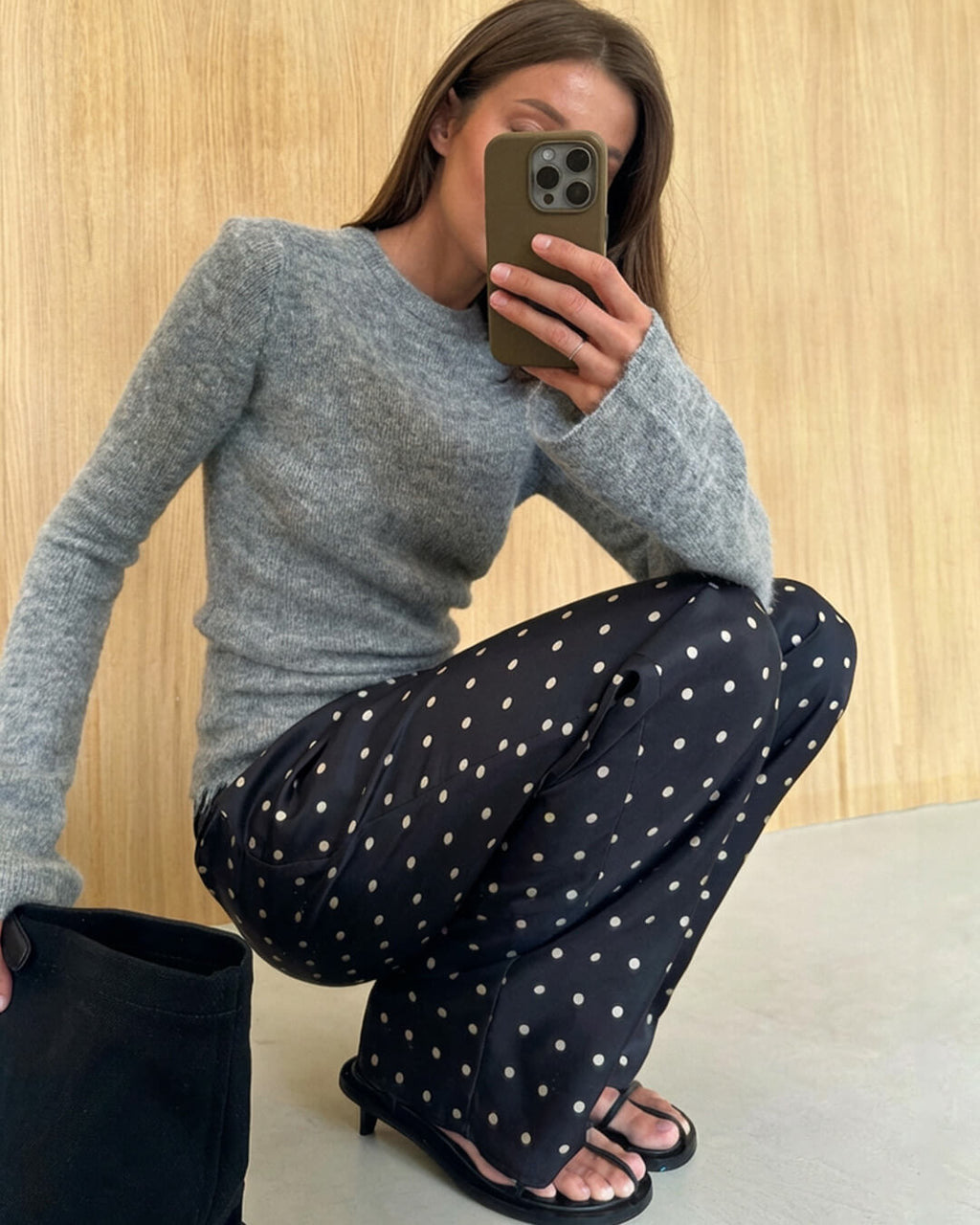 Polka Dot Satin Trousers – Women's Everyday Trousers