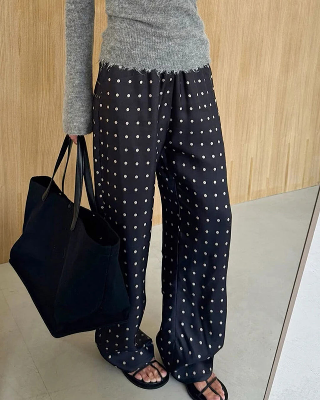 Polka Dot Satin Trousers – Women's Everyday Trousers
