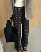 Polka Dot Satin Trousers – Women's Everyday Trousers