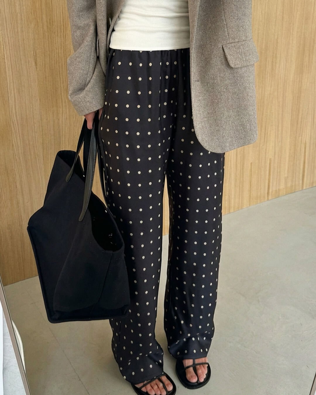 Polka Dot Satin Trousers – Women's Everyday Trousers