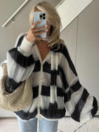 Navy Loose Striped Cardigan – Women's Everyday Cardigan