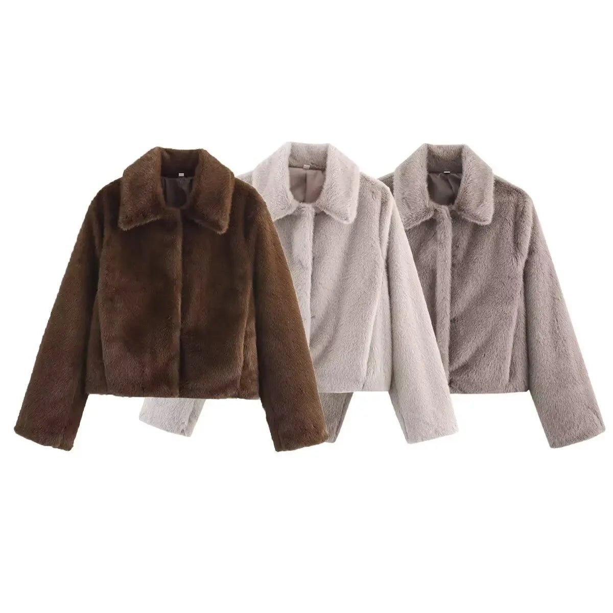 Faux Fur Lapel Jacket with Button Details – Flattering Winter Jacket
