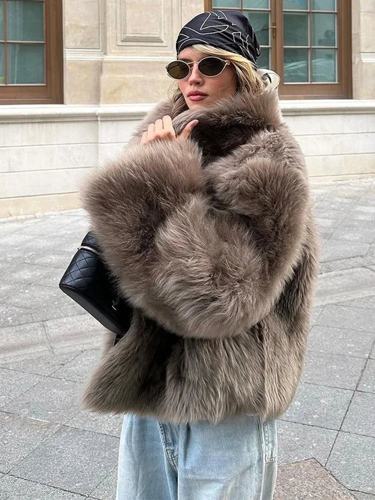 Snap Button Faux Fur Coat – Versatile Plush Coat