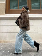 Snap Button Faux Fur Coat – Versatile Plush Coat