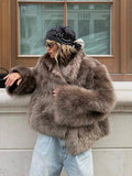 Snap Button Faux Fur Coat – Versatile Plush Coat