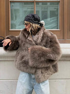 Snap Button Faux Fur Coat – Versatile Plush Coat