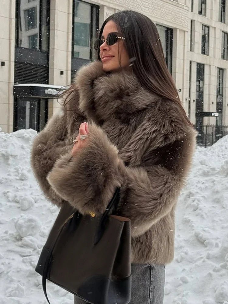 Snap Button Faux Fur Coat – Versatile Plush Coat