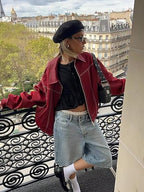 Women's Classic Bomber Jacket – Minimalist Solid Jacket
