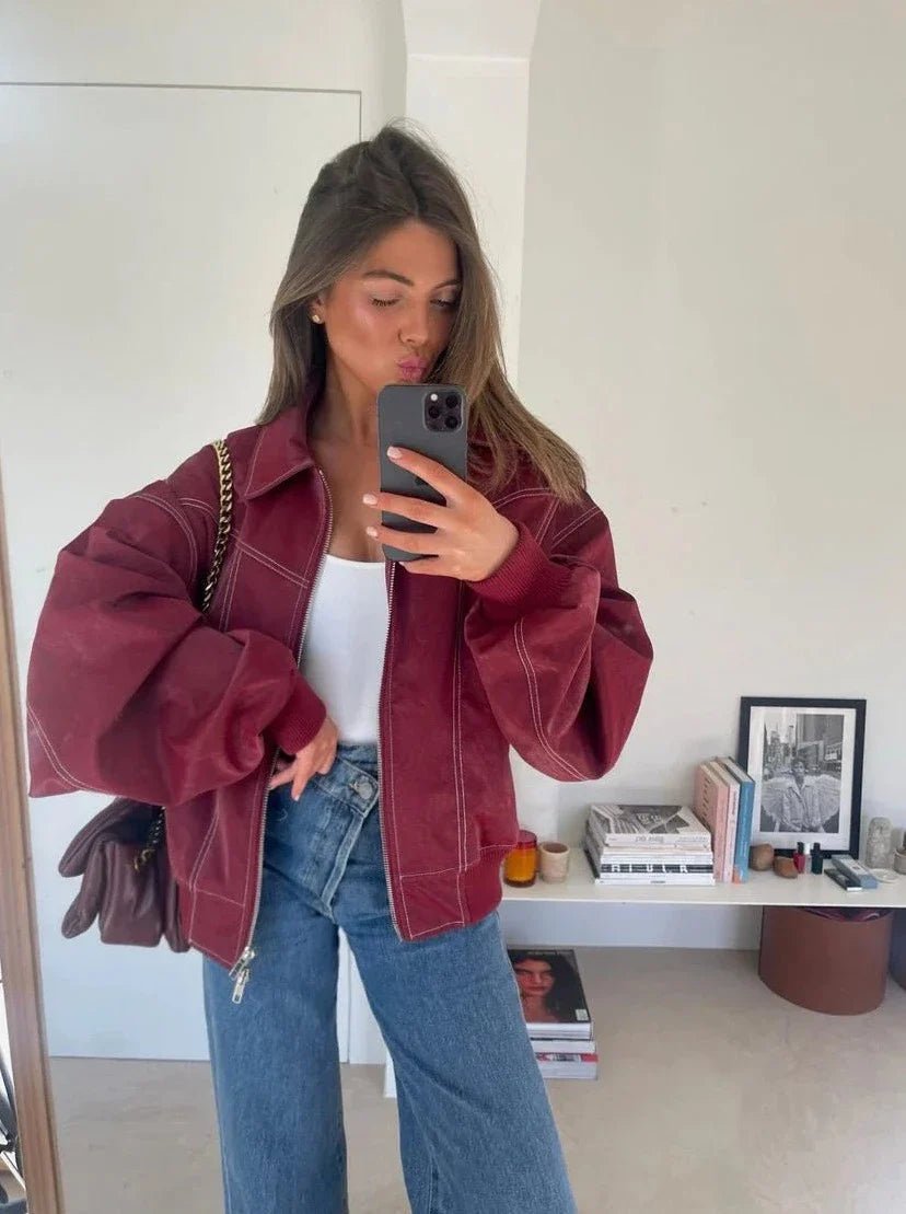 Women's Classic Bomber Jacket – Minimalist Solid Jacket