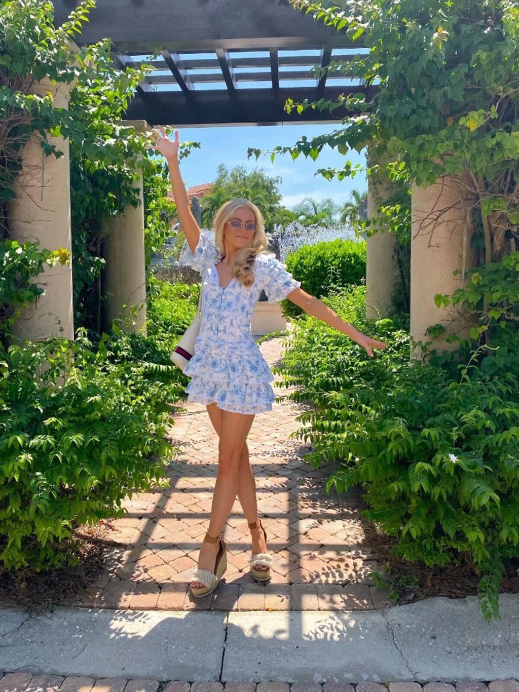Blue Floral Ruffle Mini Dress – Women's Summer Mini Dress