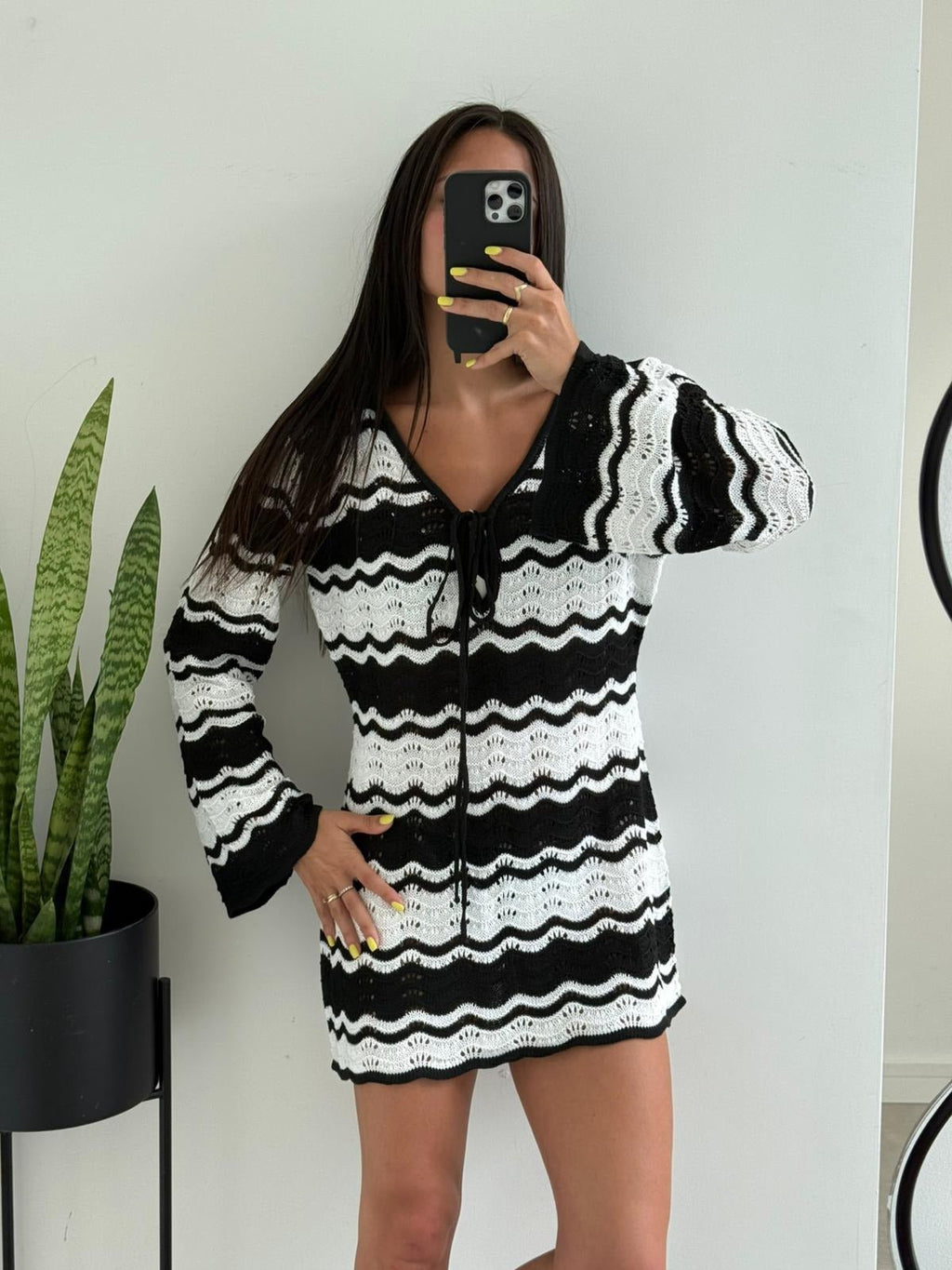 Crochet Contrast Mini Dress – Women's Summer Mini Dress