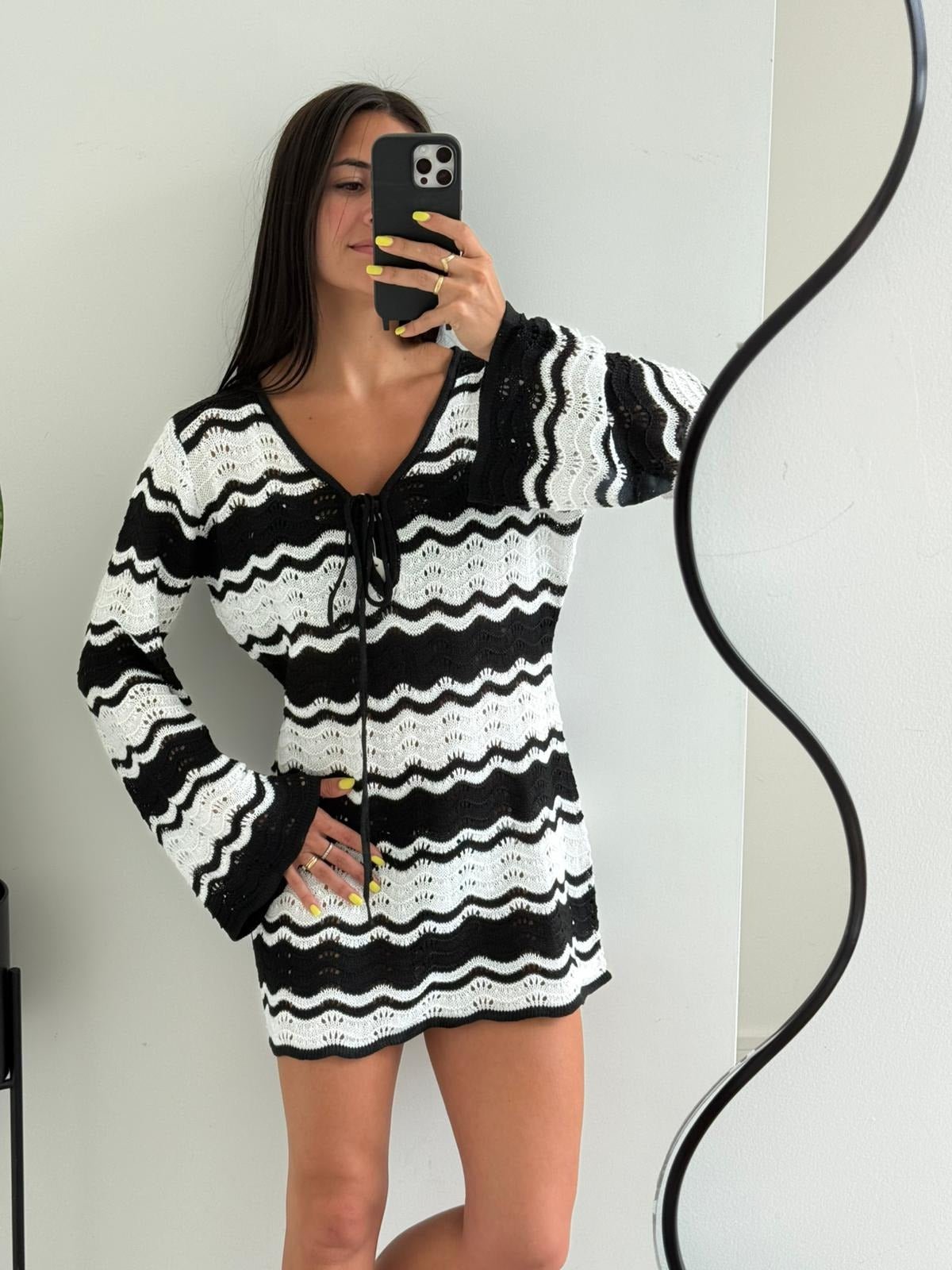 Crochet Contrast Mini Dress – Women's Summer Mini Dress