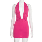 Ruched Halter Mini Dress – Women's Summer Party Mini Dress