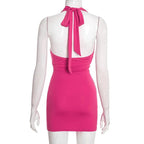 Ruched Halter Mini Dress – Women's Summer Party Mini Dress