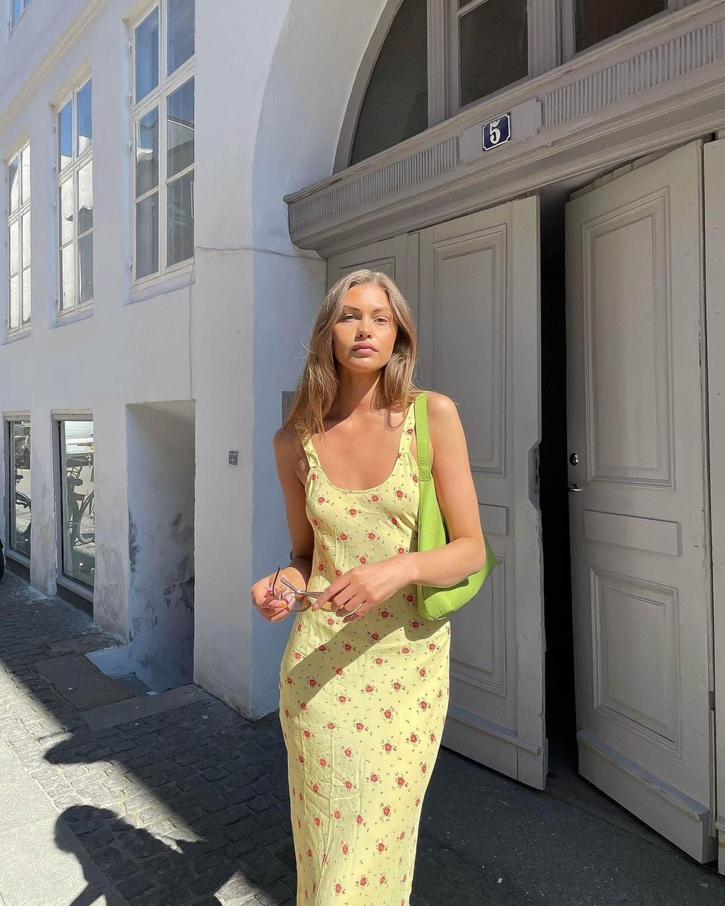 Yellow Flared Ruffle Floral Dress – Women's Summer Dress