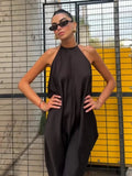 Black Satin Halter Maxi Dress – Women's Summer Party Maxi Dress