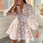 White Floral Lace Mini Dress – Women's Summer Mini Dress