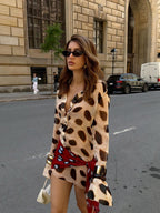 Animal Print Shirt Dress with Scarf Tie Detail
