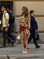 Animal Print Shirt Dress with Scarf Tie Detail