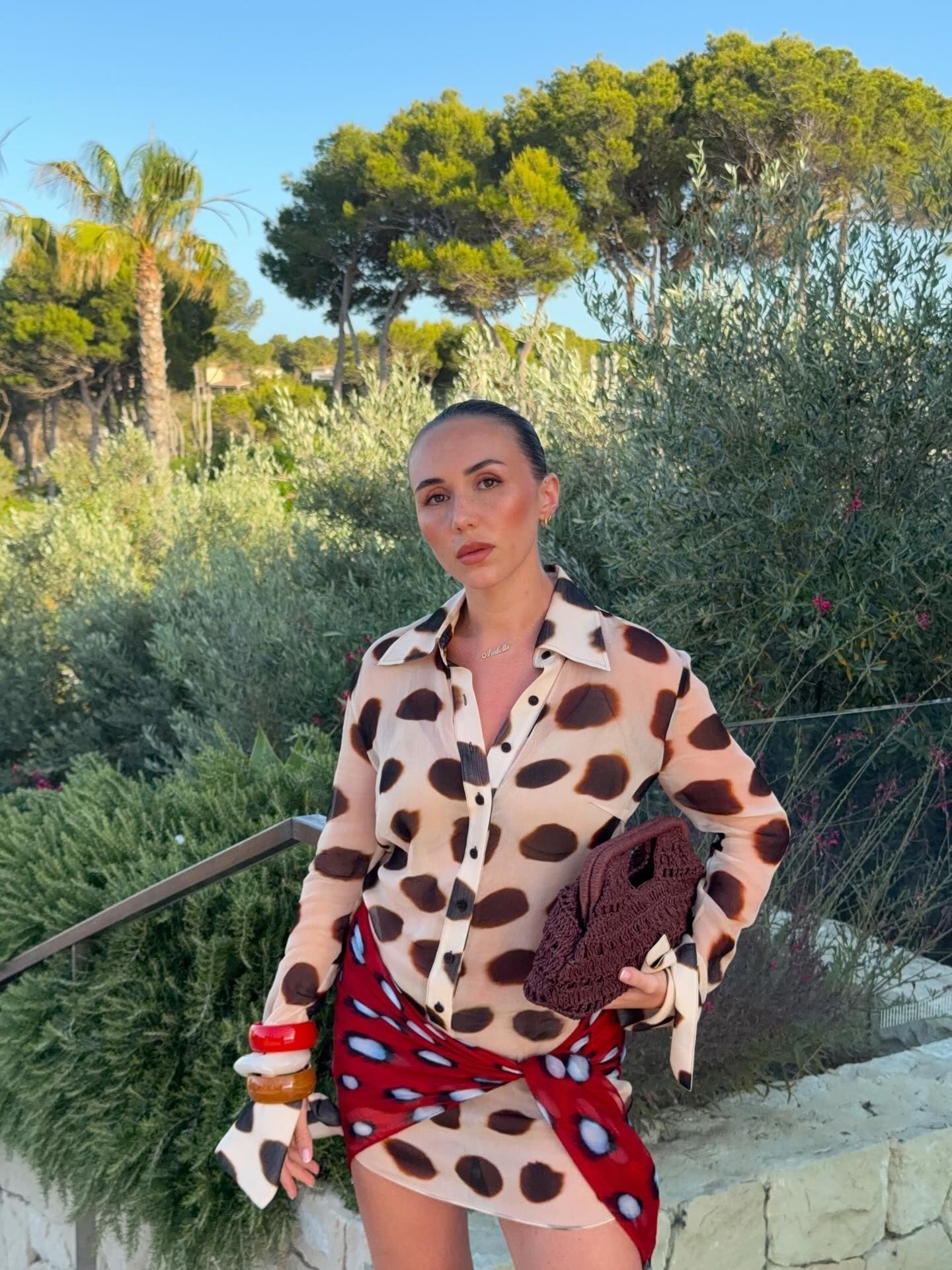 Animal Print Shirt Dress with Scarf Tie Detail