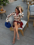 Animal Print Shirt Dress with Scarf Tie Detail
