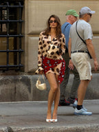 Animal Print Shirt Dress with Scarf Tie Detail
