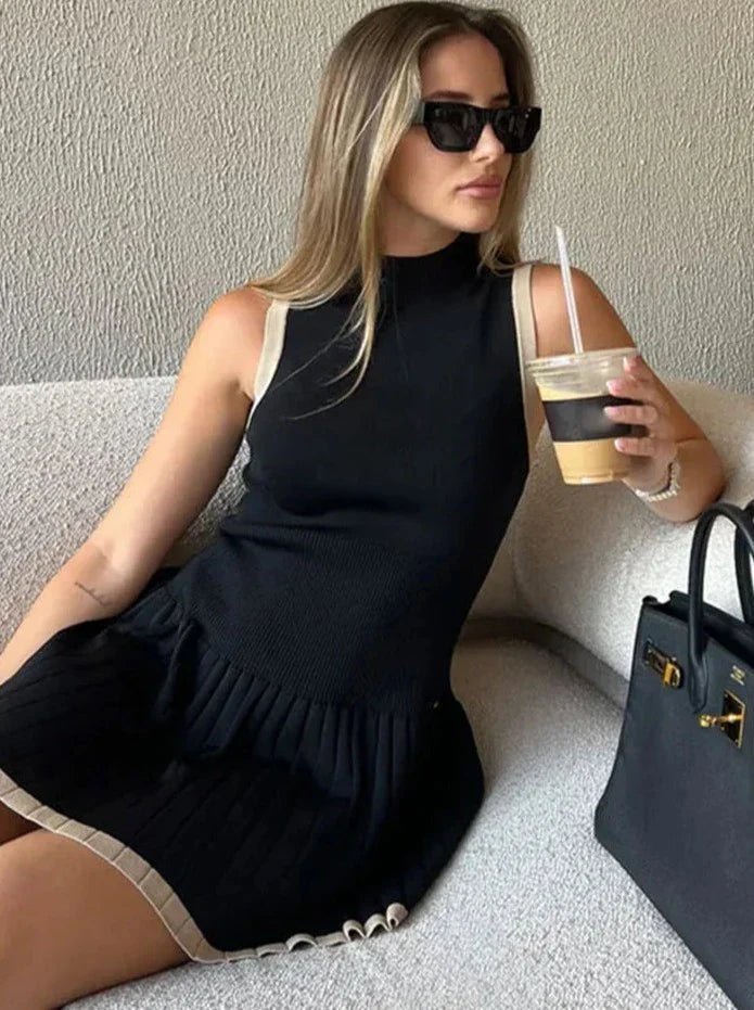 Drop-Waist Contrast Knit Dress – Women's Summer Dress