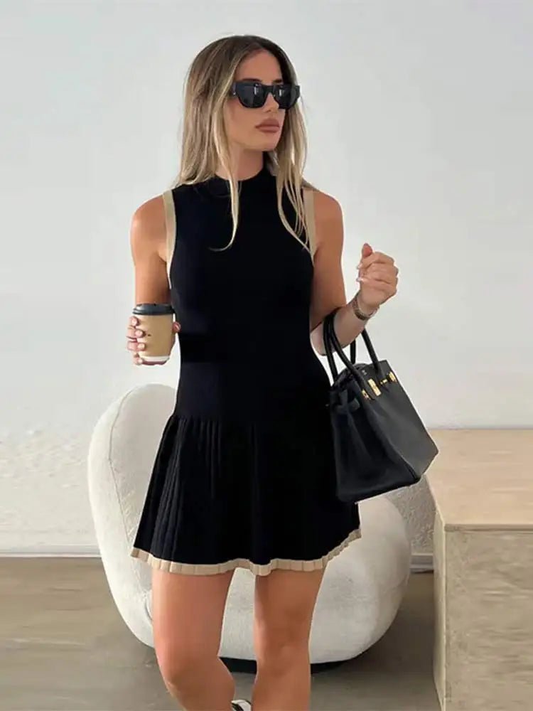 Drop-Waist Contrast Knit Dress – Women's Summer Dress