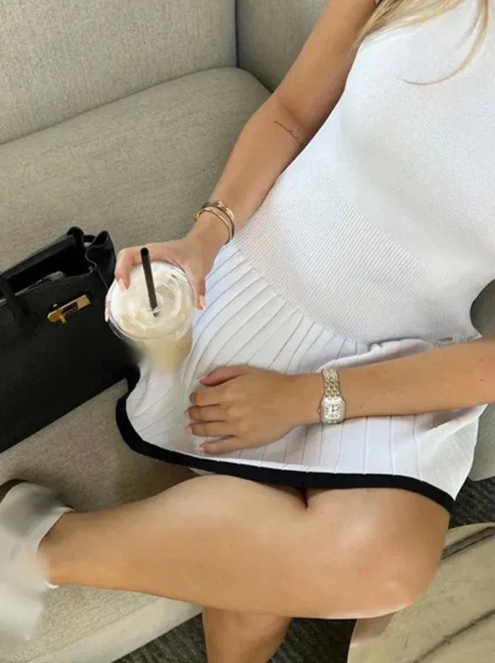 Drop-Waist Contrast Knit Dress – Women's Summer Dress