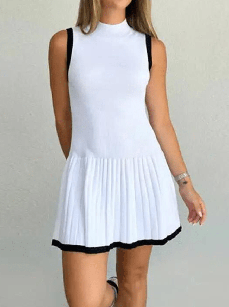 Drop-Waist Contrast Knit Dress – Women's Summer Dress