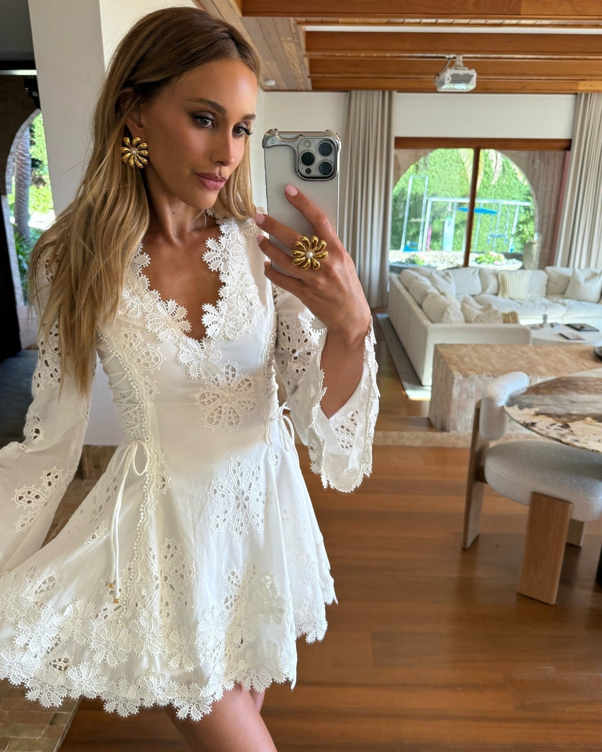 Lace Side-Adjustable Mini Dress – Women's Summer Mini Dress