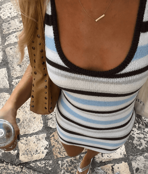 Azul Pastel Striped Mini Dress – Women's Summer Mini Dress