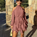 Pink Halter Tiered Mini Dress – Women's Summer Party Mini Dress