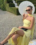 Asymmetric Sheer Maxi Dress – Women's Summer Party Maxi Dress