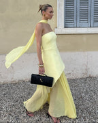 Asymmetric Sheer Maxi Dress – Women's Summer Party Maxi Dress