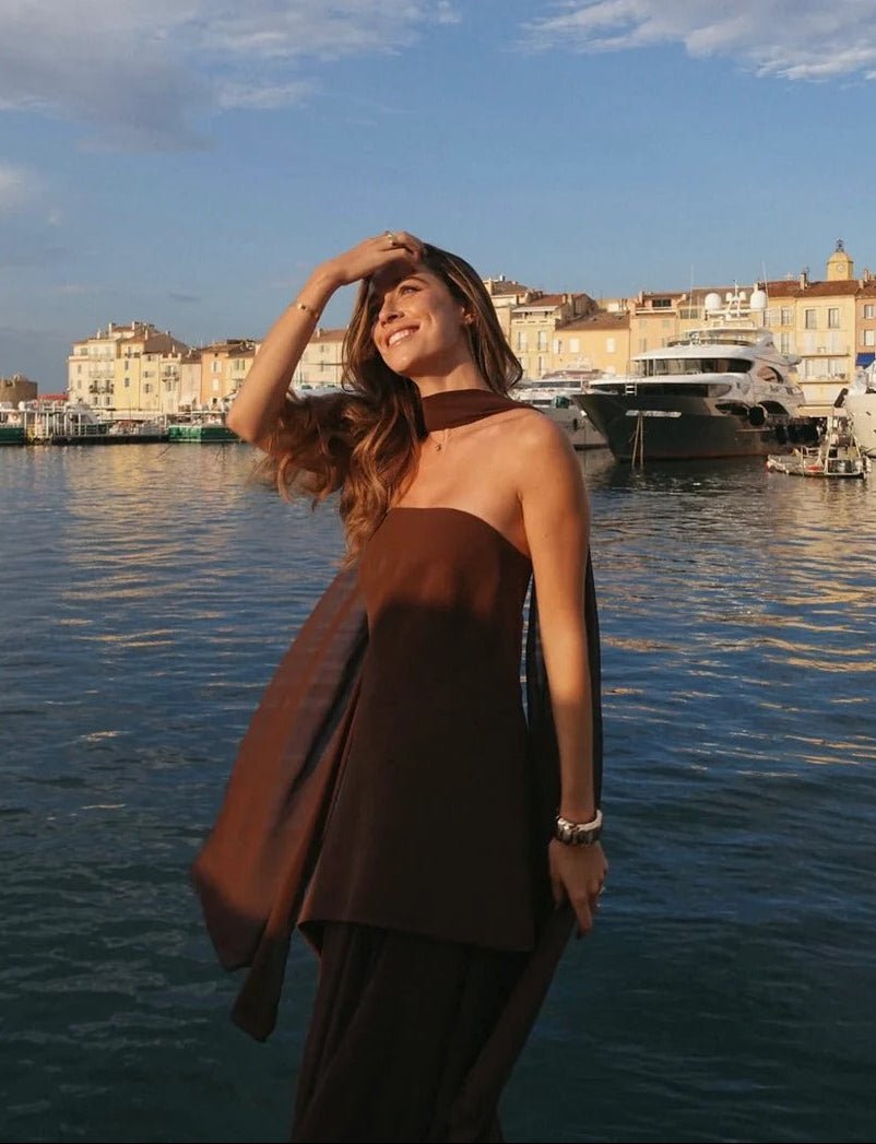 Asymmetric Sheer Maxi Dress – Women's Summer Party Maxi Dress