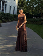 Asymmetric Sheer Maxi Dress – Women's Summer Party Maxi Dress