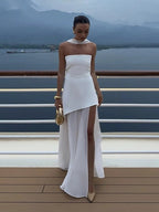 Asymmetric Sheer Maxi Dress – Women's Summer Party Maxi Dress