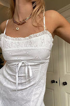 White Floral Cut-Out Dress – Women's Summer Dress