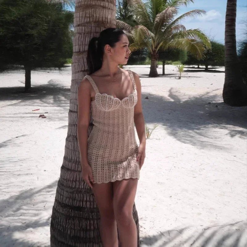 White Hollow Out Backless Dress – Women's Summer Party Dress