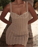 White Hollow Out Backless Dress – Women's Summer Party Dress