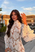 Hollow-Out Crochet Mini Dress – Women's Summer Mini Dress